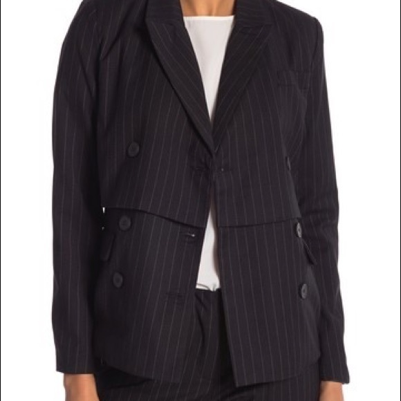 NEW Nicole Miller  Menswear Stripe Blazer BLK sz 6 - Picture 2 of 4